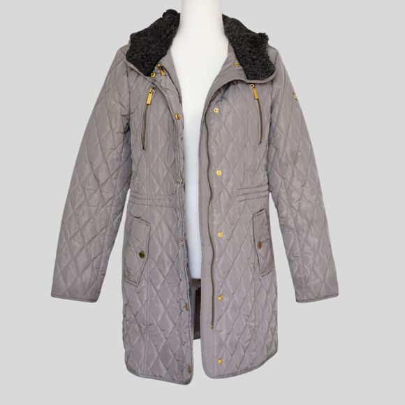 MICHAEL KORS Women's Long Quilted Coat Beige Size S - Picture 2 of 9